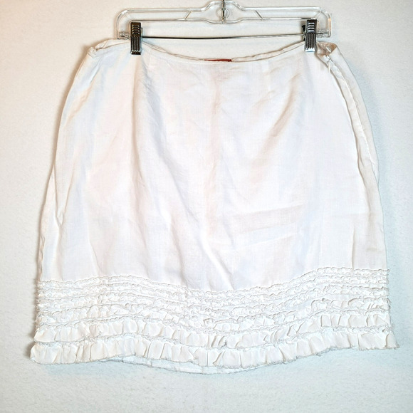 Tommy Bahama Dresses & Skirts - Tommy Bahama Womens Linen Ruffles Skirt Size 14 White Beachy Summer Resort Lined